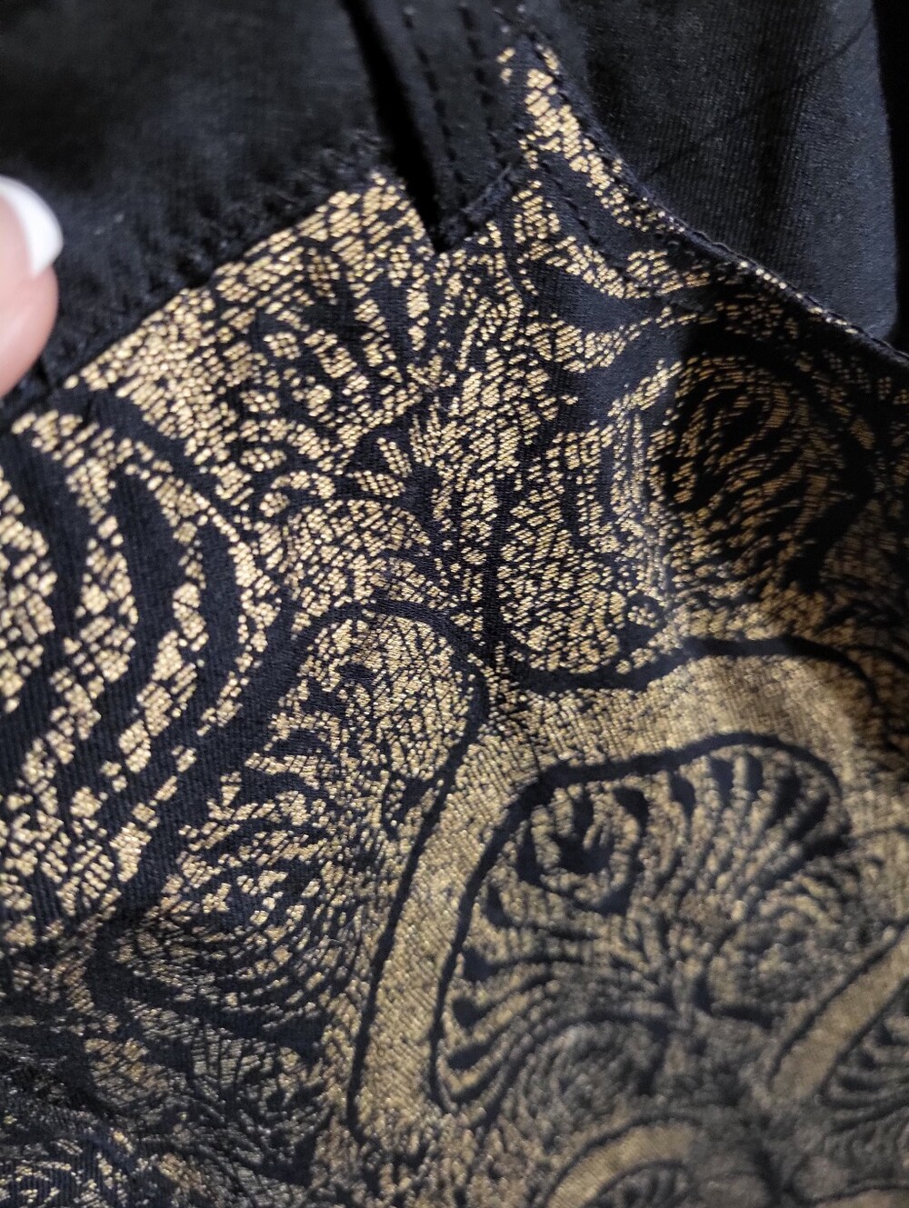 Chico's Gold Metallic Denim Black Floral Print SZ 2.5 Women - Picture 5 of 9